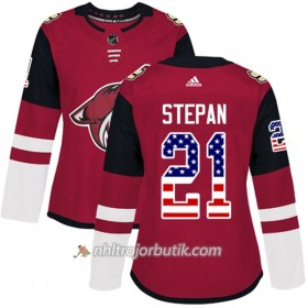 Dame Ishockey Arizona Coyotes Tröja Derek Stepan 21 Adidas 2017-2018 Röd USA Flag Fashion Authentic